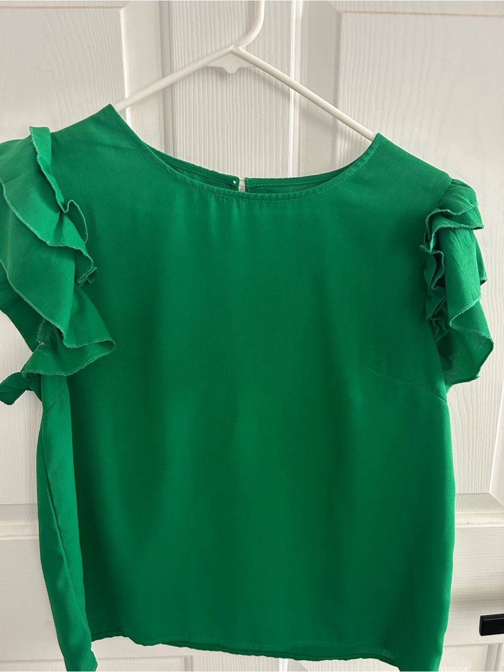 SHEIN Emerald Green Ruffle Sleeve Top